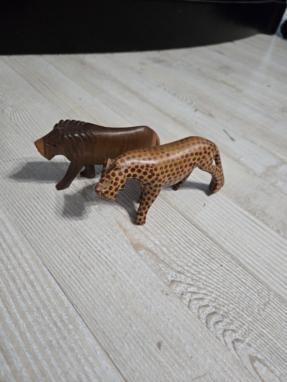 Vintage Hand-Carved Wood Safari Animals Figurines